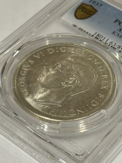 Australia 1937 Crown 5/- Five Shillings PCGS Graded MS63 Large Silver Coin
