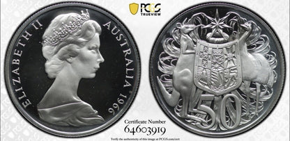 Australia 1966 50c Fifty Cents Silver Proof PCGS Graded PR68DCAM FDC