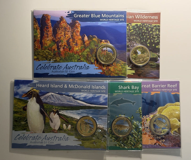 Australia 2010 ‘Celebrate Australia’ $1 One Dollar Carded 5-Coin Set Perth Mint