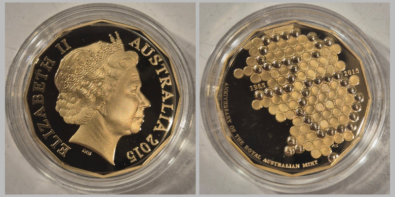 Australia 2015 Fifty Cents 50c Gold Plated Proof Coin 50th Anniversary of RAM