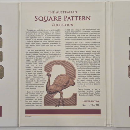 1920 & 1921 The Australian Square Pattern Collection Coin Set 013/750 Downies