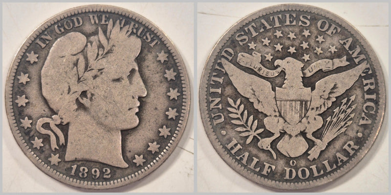 USA 1892-O Barber Half Dollar 50c Key Date aFine
