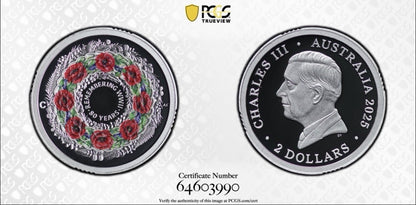Australia 2025 $2 C Mint Mark Remembering WWII PCGS Graded PR70DCAM Silver Proof