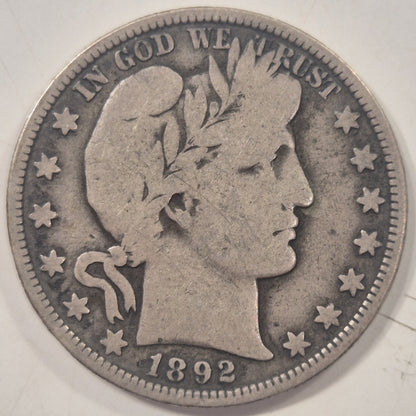 USA 1892-O Barber Half Dollar 50c Key Date aFine