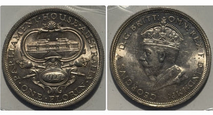 Australia aUNC 1927 Canberra Silver Florin 2/- Two Shillings Predecimal Coin (1927CanberraFlorinAU2)