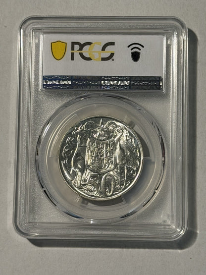 Australia 1966 Round 50c Fifty Cent PCGS Graded MS63 UNC 80% Silver Coin