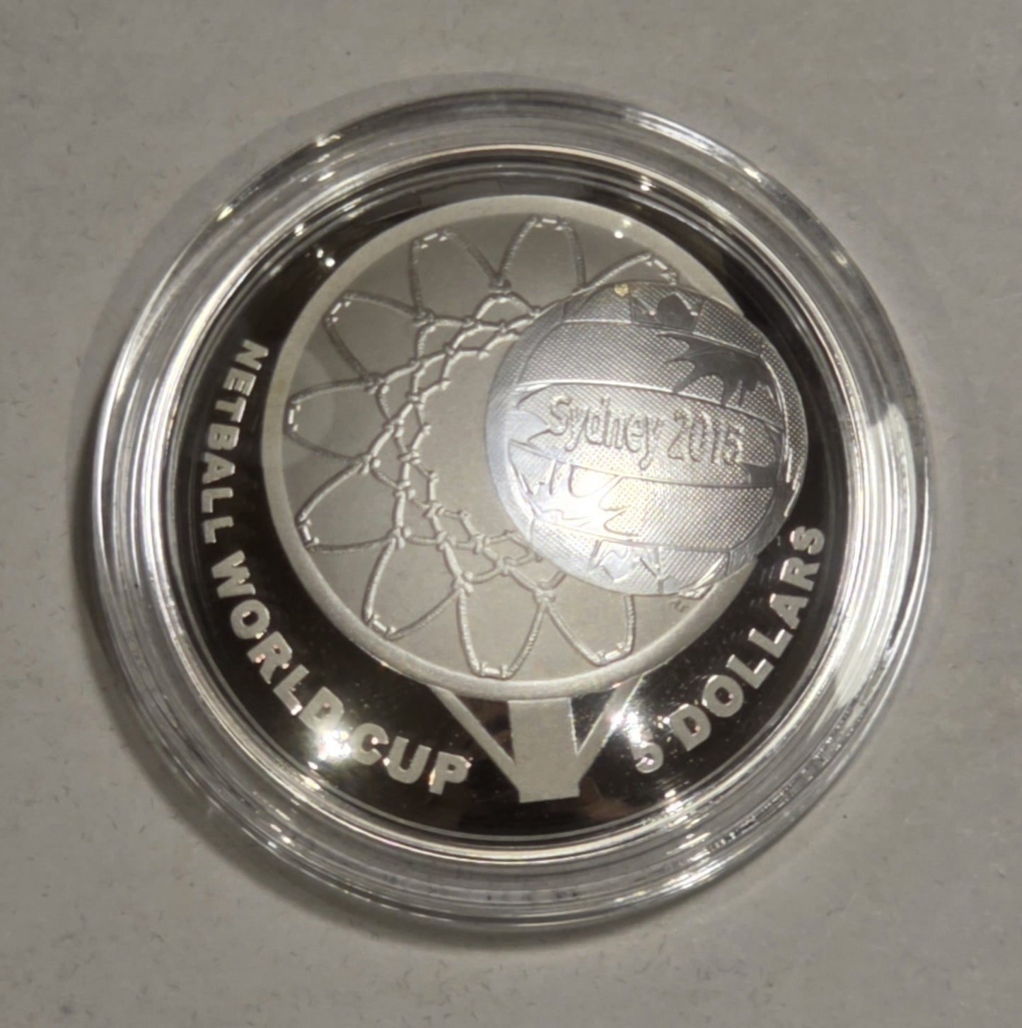 Australia 2015 $5 Netball World Cup Domed Shaped 1oz 999 Silver Proof Coin