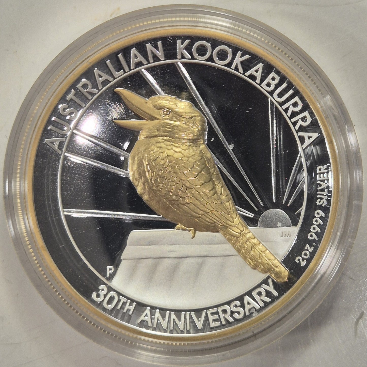 Australia 2020 Kookaburra $2 2oz 30th Anni High Relief Gilded Silver Proof Coin