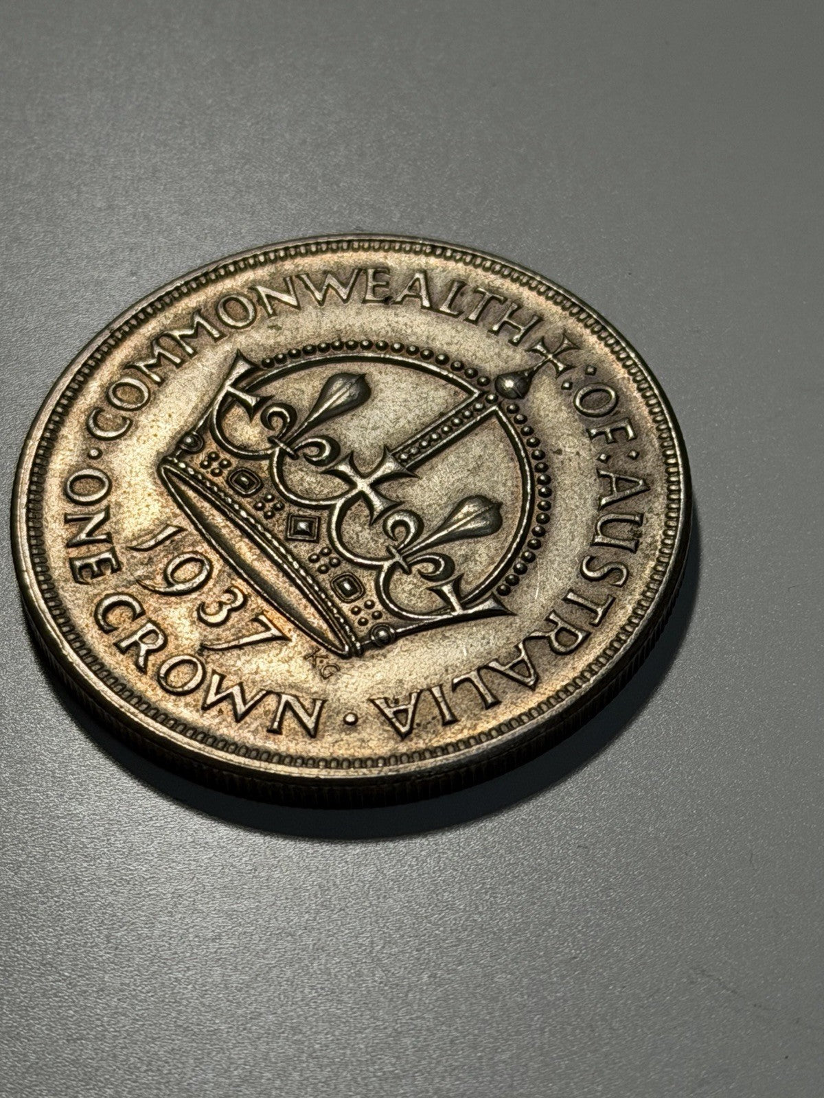 Australia 1937 Crown 5/- Five Shillings Very Fine VF Large Silver Coin