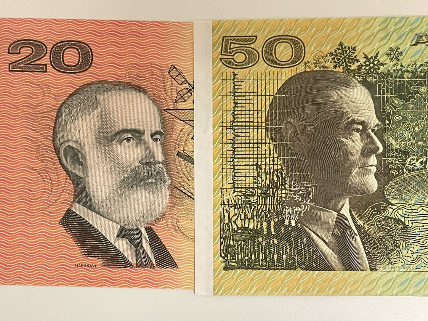 Australia $20 Twenty & $50 Fifty Dollar Paper Banknote ONE OF EACH Circ Pair 💸