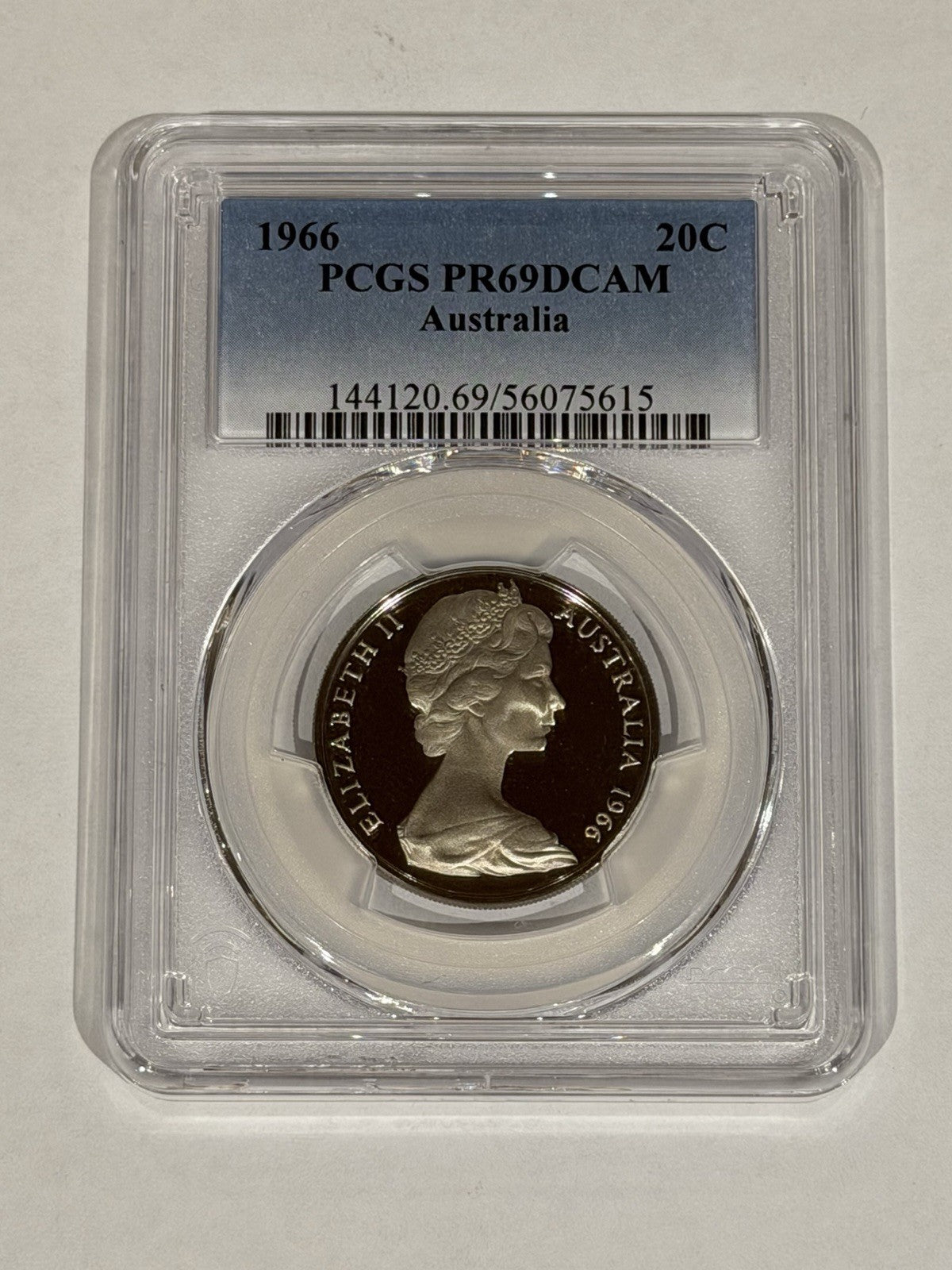 Australia 1966 20c Twenty Cents PCGS Graded PR69DCAM Proof Coin