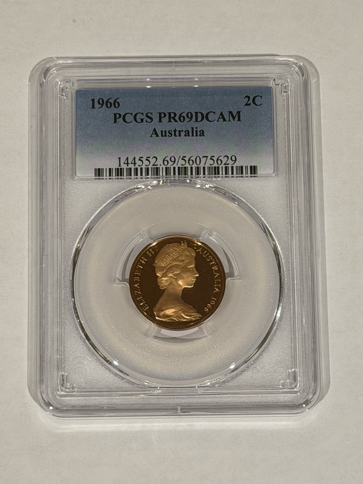 Australia 1966 2c Two Cents PCGS Graded PR69DCAM Proof Coin (560756)