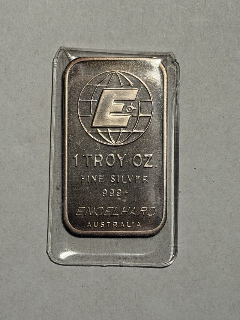 Engelhard Australia 1980s 1oz 999 Fine Silver Type II Vintage Bullion Bar