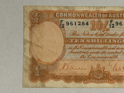 Commonwealth Australia 1939 10/- Ten Shillings Sheehan/Mcfarlane Banknote VF