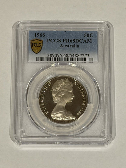 Australia 1966 50c Fifty Cents Silver Proof PCGS Graded PR68DCAM FDC