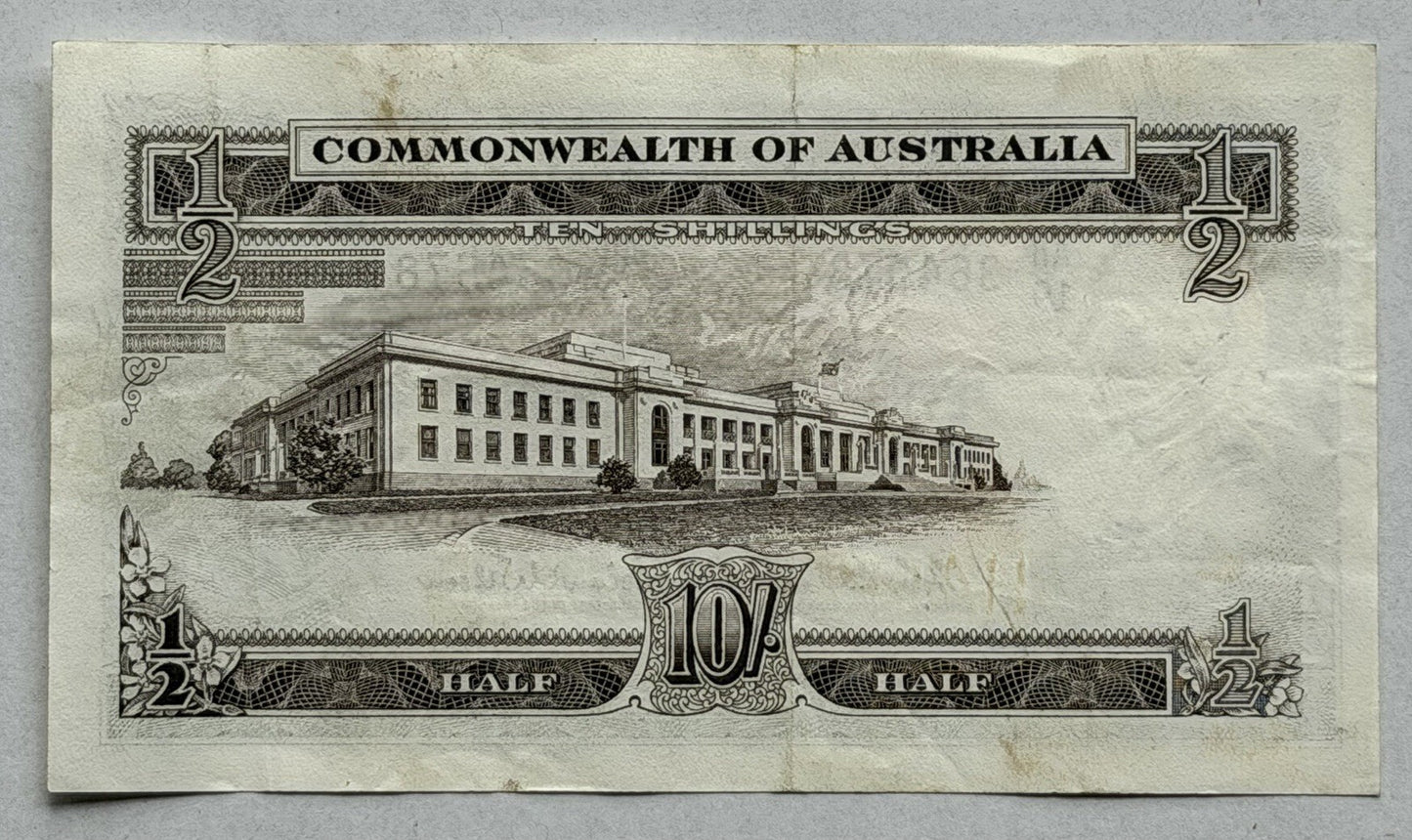 Commonwealth Australia 1961 10/- Ten Shillings Coombs/Wilson Paper Banknote VF