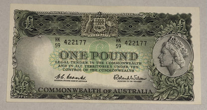 Commonwealth of Australia 1961 £1 One Pound Coombs/Wilson Paper Banknote EF