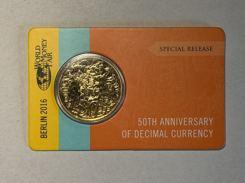 Australia 2016 Round 50c Gold-plated 50th Anniversary of Decimal Currency Card