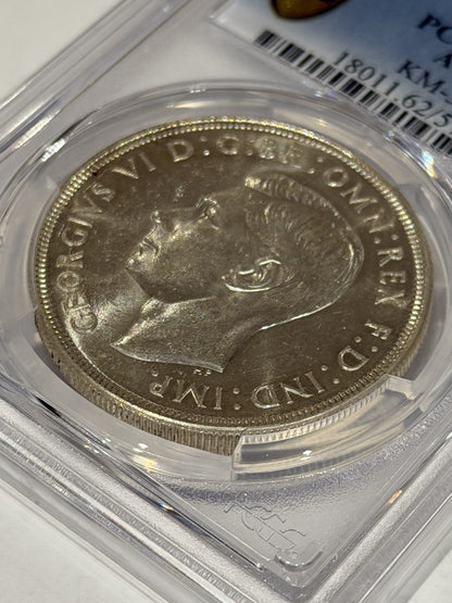 Australia 1937 Crown 5/- Five Shillings PCGS Graded MS62 Large Silver Coin
