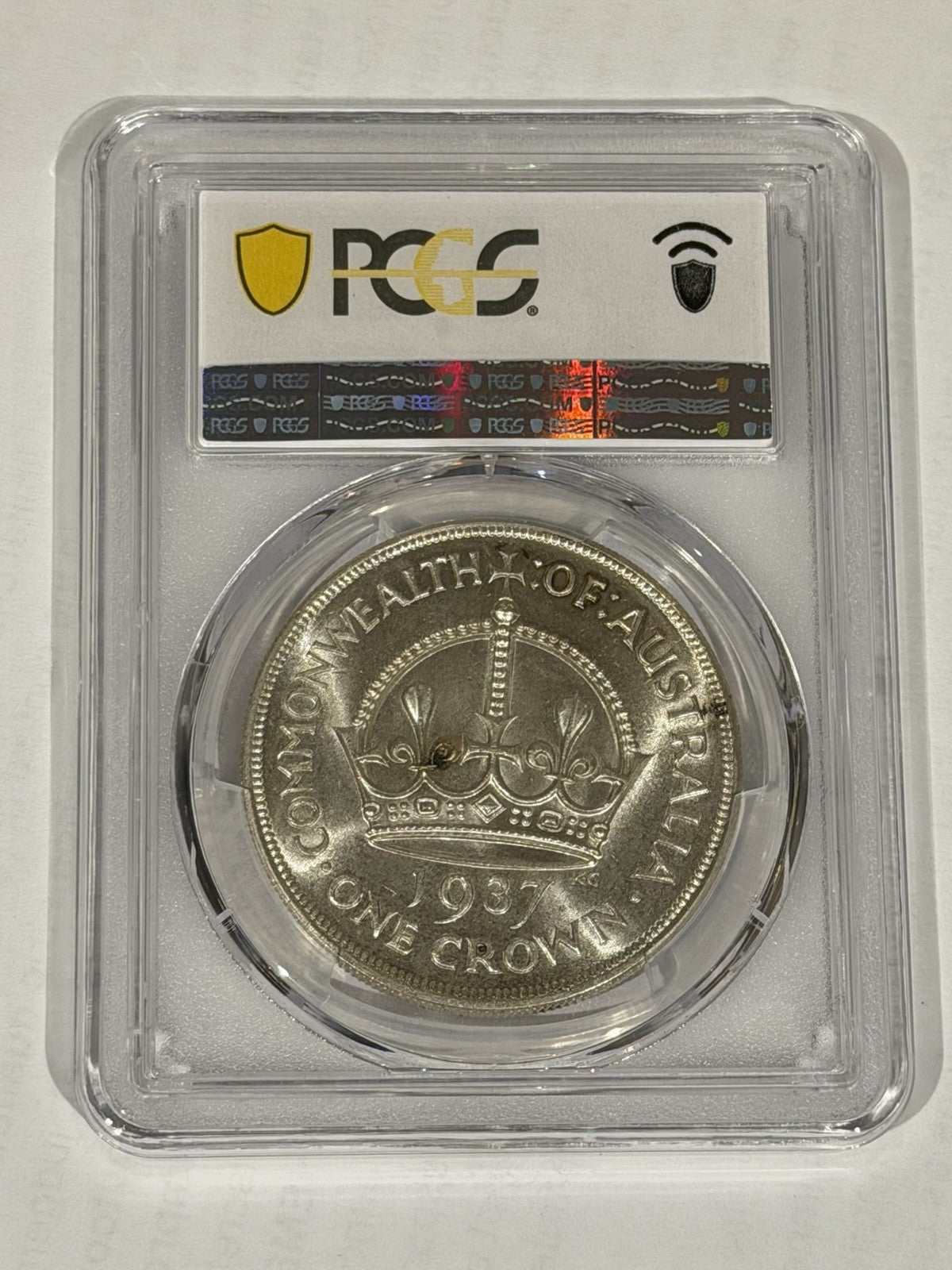 Australia 1937 Crown 5/- Five Shillings PCGS Graded MS63 Large Silver Coin